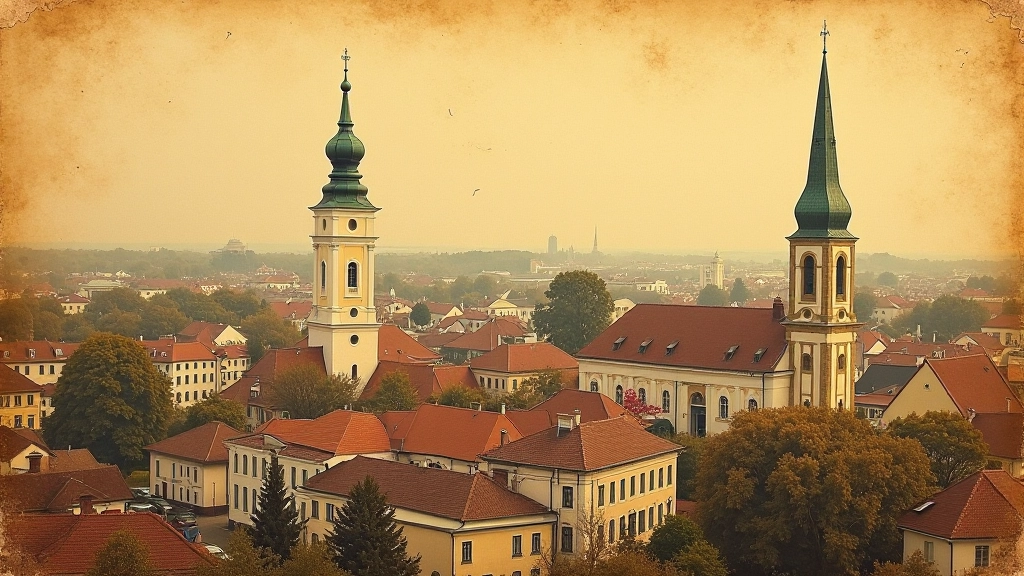 Senas Vilniaus žemėlapis ir bažnytinio bokšto nuotrauka iš 1980-ųjų, šviesa per seną popierių